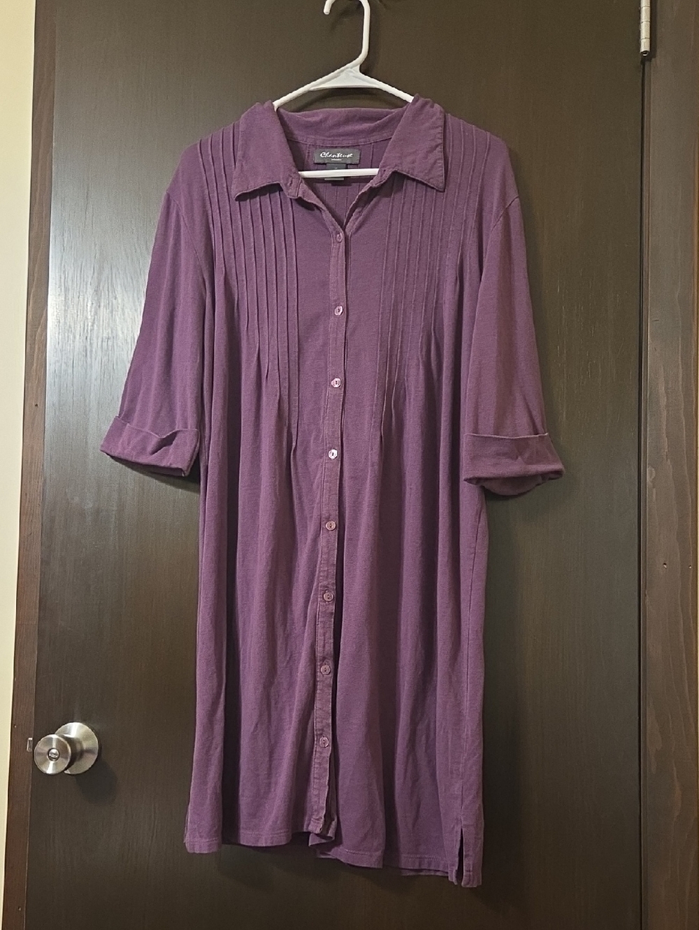 Chanteuse Intimates purple button down dress Medium